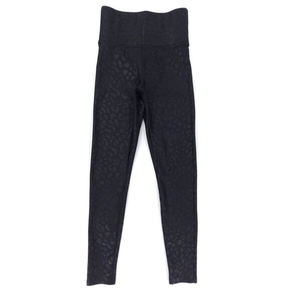 CARBON38 High Rise 7/8 Leggings Leopard Takara Shine Black Minimal Athleisure XS - Picture 4 of 6